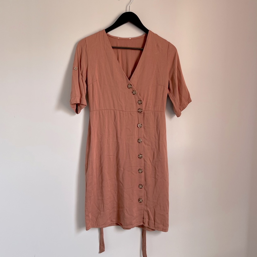 Mauve Tortoise Shell Button Dress
